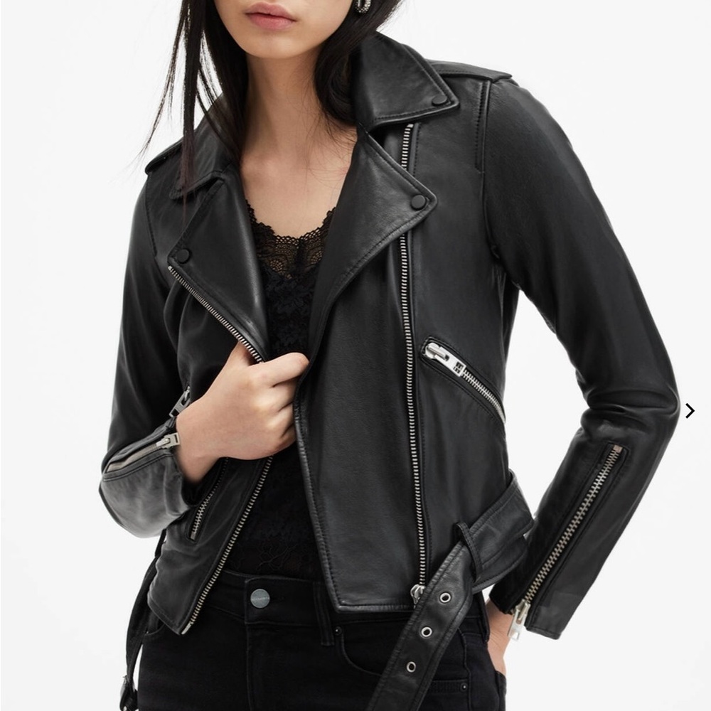 All Saints Balfern Leather Jacket Size US 8. Perfect condition. Rarely worn.